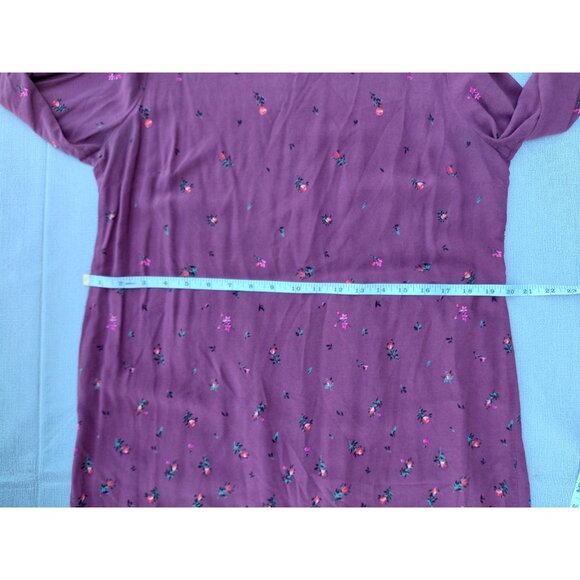 Old Navy Long Sleeve Woven Shift Dress Large Tall Red Floral Flared Sleeve Boho - Picture 10 of 13